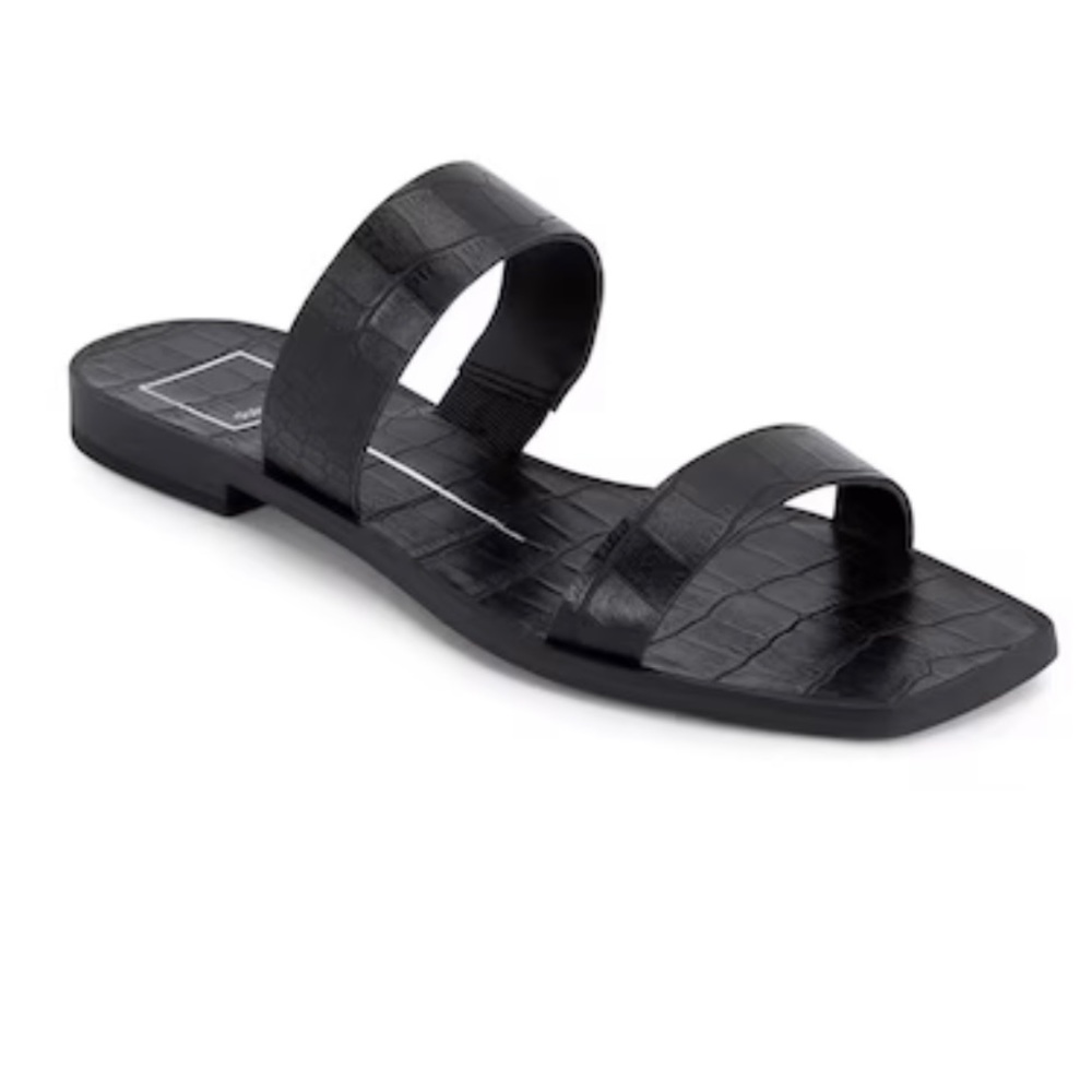 Dolce Vita Black Isaac Flat Square Toe Sandals